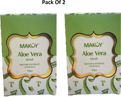 MAKOY Aloe vera Soap - Natural Skincare for Healthy | Glowing | and Refreshing Skin(2 x 100 g)