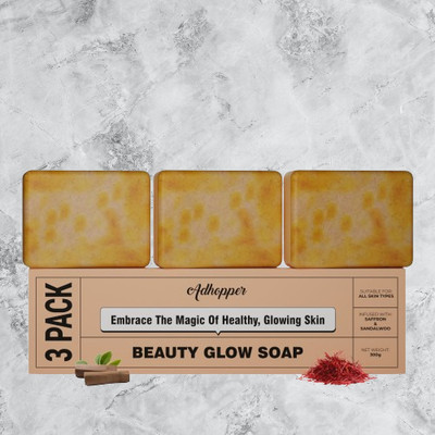 adhopper trhfg Sandalwood & Saffron Luxury Soap – Natural Glow and Skin Brightening(3 x 33.33 g)