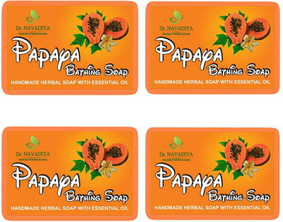 Dr. NAvadiya Papaya Natural Hand Made Bathing Soap-Skin Moisturising, Improve Skin Elasticity(4 x 100 g)