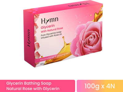 Hymn Pure Glycerine Bathing Bar with Real Rose Oil & Ext. for Naturally Glowing Skin(4 x 100 g)