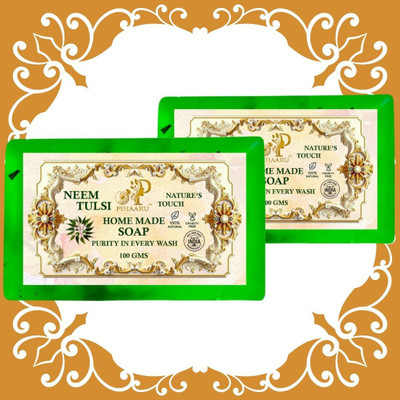 Pihaaru Pack of 2 ,Neem Tulsi Herbal Bliss Soap – Soft & Clean Skin Everyday (200g),,(2 x 100 g)