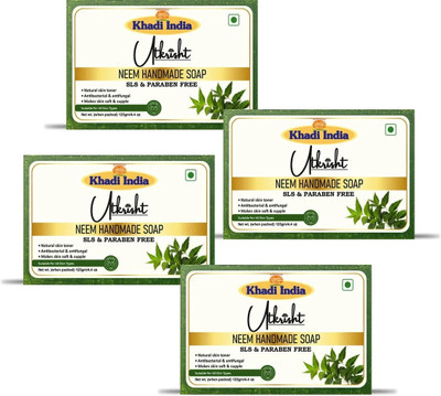 Utkrisht Khadi Pure Handmade Bathing Neem Soap - Deep Cleansing & Nourishing(4 x 125 g)