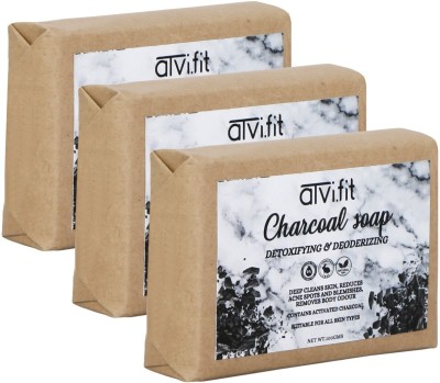 ATVI.FIT charcoal soap enriched with rosemary essential oil Pack of 3(3 x 100 g)