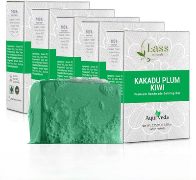 Lass Natural Kakadu Plum Kiwi Handmade Bathing Bar|Ideal for Skin Glowing & Moisturizing(5 x 125 g)