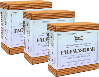 GOLI SODA All Natural Probiotics Face Wash Soap(3 x 90 g)