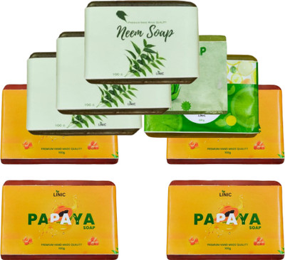 linic HERBAL NEEM SOAP(3), ALOE VERA(1), LEMON(1), PAPAYA SOAP(4)(9 x 100 g)