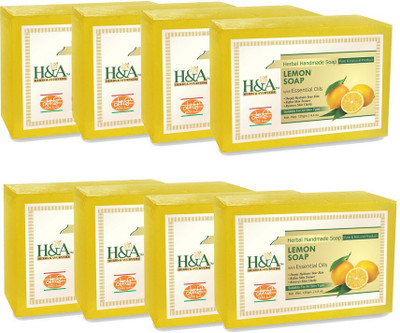 H&A Lemon Herbal Handmade Soap (Pack of 8)(8 x 125 g)