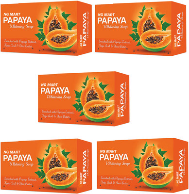 NG MART NG PAPAYA WHITENING SOAP PACK OF - 5(5 x 75 g)