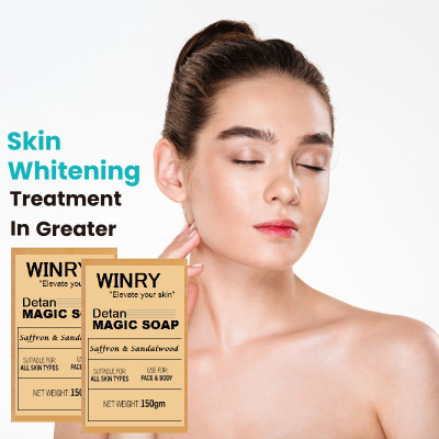 winry 2 PACK Magic Soap Tan Removal | Sandalwood & Saffron Bath Soap(2 x 150 g)