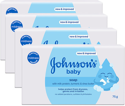 JOHNSON'S Baby No More Tears Shampoo (500+200)ml Home & Travel Combo Pack(4 x 75 g)