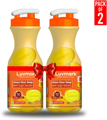 luvmark Gram Flour Soap with Sipper Bottle (75g x 6 soaps) - Pack of 2(2 x 450 g)
