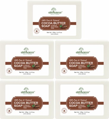 Earth Science Ayurveda Herbal Natural Cocoa Butter Bath Soap made with Natural Oils for Glowing Skin(5 x 125 g)