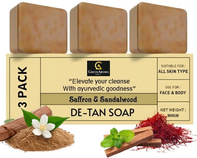 GreenAroma Essential ghar soaps magic soap Sandalwood & Saffron Magic Soaps For Bath(3 x 100 g)