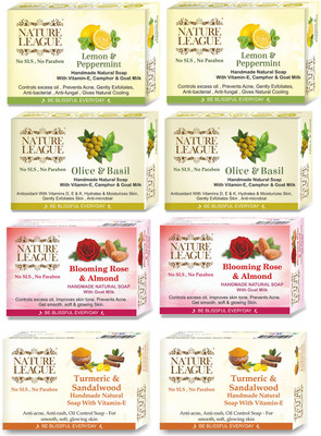 Nature League Regal Combo of Natural Handmade Soaps, With Natural Oils, Captivating Fragrance(8 x 100 g)