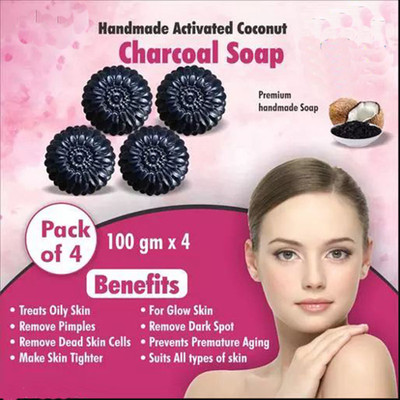 BadaHair Activated Charcoal Bath Soap-Enriched with Natural Essential Oils(4 x 100 g)