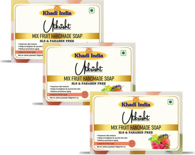 Utkrisht Khadi Handmade Mix Fruit Bathing Soap – Brighten Your Skin(3 x 125 g)