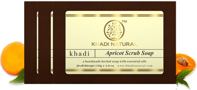 KHADI NATURAL Apricot Scrub Soap (Pack of 3)(3 x 125 g)