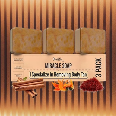 HINDSTAR Soaps Sandalwood & Saffron Magic Soaps For Bath (300 Gms Pack Of 3)(3 x 33.33 g)