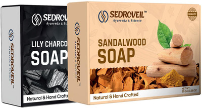 SEDROVEIL Lily Charcoal & Sandalwood Soap Combo | Natural Handcrafted Ayurvedic Soaps(2 x 95 g)