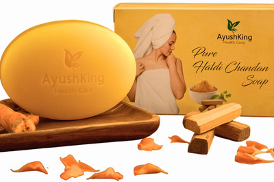 Ayushking health care Ayushking Haldi & Chandan Soap – Ayurvedic Turmeric & Sandalwood Soap(100 g)