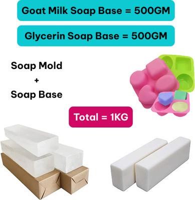 fresheasily Soap Making Kit with 500g Glycerin Base, 500g Goat Milk Base and 1kg Soap Mold(1000 g)