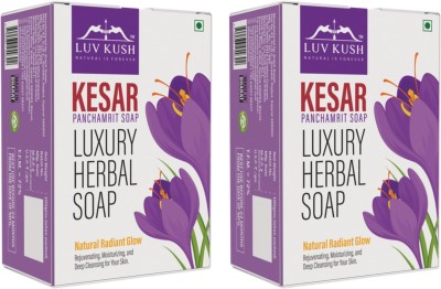 Luv Kush Natural Kesar Panchamrit Soap | Natural Radiant Glow | Rejuvenating & Deep Cleansing(2 x 100 g)