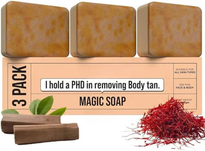 RATEJI Soap Sandalwood & Saffron Magic Soaps For Bath (Pack Of 3)(3 x 100 g)