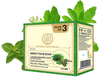 KHADI NATURAL Herbal Neem Tulsi Soap set of 125gm X 3(375 g)