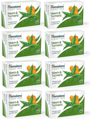 HIMALAYA Neem & Turmeric Soap Protects And Purifies Skin Pack Of 8(8 x 75 g)
