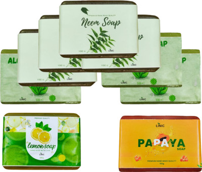 linic HERBAL NEEM SOAP(4), ALOE VERA(3), LEMON(1), PAPAYA SOAP(1)(9 x 100 g)