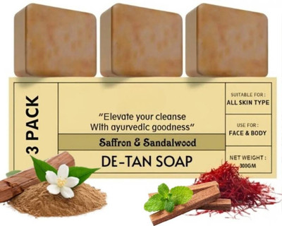 OSUFI Magic Soap Sandal Wood And Saffron for DeTan and Glowing Brightening Skin(3 x 100 g)