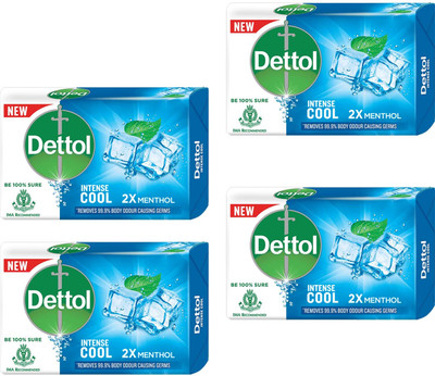 Dettol Intense Cool Bar Soap For All Day Cooling & Refresh Body Pack of - 150gm x 4(4 x 150 g)