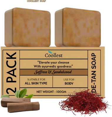 coollest DETAN Soap Sandal Wood And Saffron Soap For Glowing & Refreshing Skin soap.(2 x 100 g)