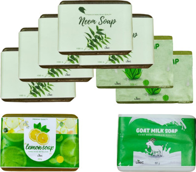 linic HERBAL NEEM SOAP(5), ALOE VERA(2), LEMON(1), GOAT MILK(1)(9 x 100 g)