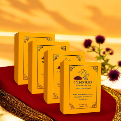 Golden Treez Saffron Handmade Soap For Fairness Natural Soap Pack of 4(4 x 115 g)