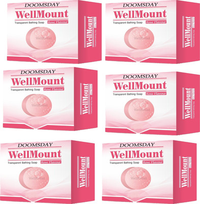 DOOMSDAY WELLMOUNT TRANSPARENT BATHING SOAP WITH ROSE FLAVOUR SOFT&SMOOTH SKIN PACK OF6(6 x 75 g)