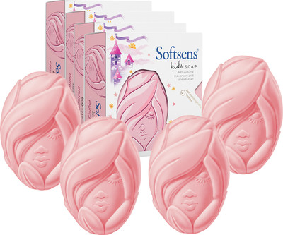 Softsens Princess Kids Soap | Gentle & Nourishing with Shea Butter & Milk Cream(4 x 75 g)