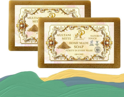 Pihaaru Pack of 2 Multani Magic Skin Soap – Handmade Purity Bar(200g)(100 g)