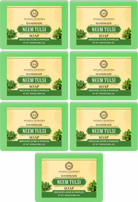 Ayusoul Ayurveda Khadi Herbal Natural Neem Tulsi Bath Soap for Soothing & Natural Skin(7 x 100 g)