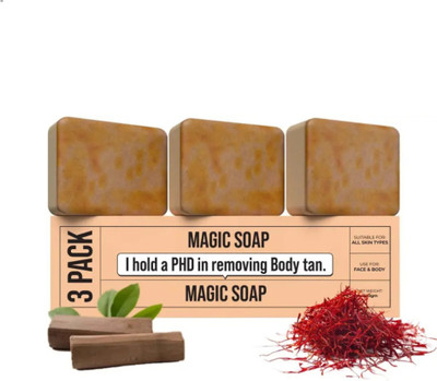 GLOWLIX Ghr Tan Removal Magic Soap | De-Tan Formula for Face & Body | Skin Brighten 32(3 x 100 g)