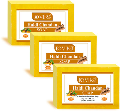 Doviko Haldi Chandan Soap - Natural & Pure Soap - Pack of 3(3 x 125 g)