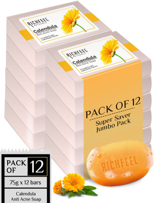 RICHFEEL Calendula Acne Soap 75 Gms Pack of 12(12 x 6.25 g)