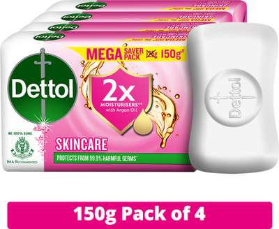 Dettol Skincare Moisturizing Bathing Soap With 2x moisturisers(4 x 150 g)