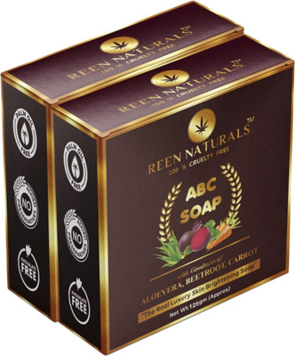 REEN NATURALS PACK 2 - ABC SOAP | Luxury Soap Natural Extract of Aloe vera, Beetroot & Carrot(2 x 125 g)