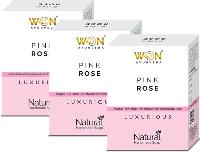 won ayurveda WON Pink Rose Soap for Beautiful Skin-Pack of 3(3 x 100 g)