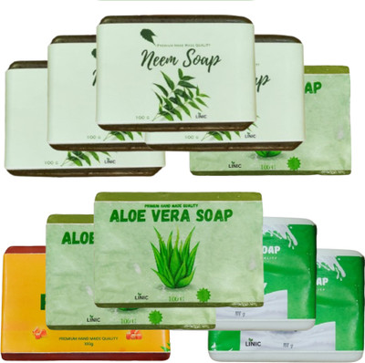 linic HERBAL NEEM SOAP(4), ALOE VERA(3), PAPAYA SOAP(1), GOAT MILK(2)(10 x 100 g)