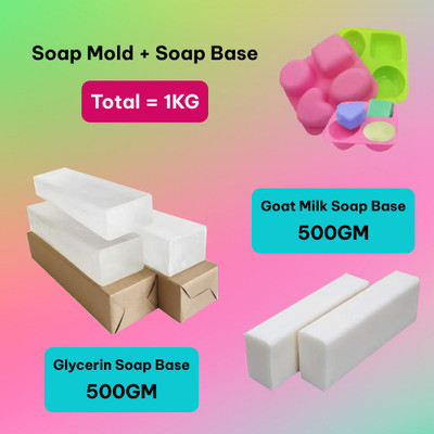 fresheasily Eco Friendly Soap Kit Dual Base (Glycerin & Goat Milk) with Mold (1000g Set)(1000 g)