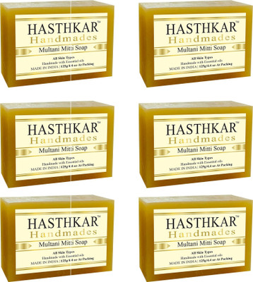 HASTHKAR Handmades Glycerine Multani Mitti Soap-125gm pack of 6(6 x 125 g)