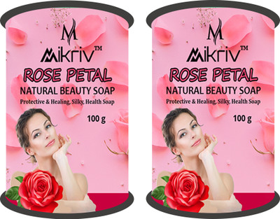 MIKRIV Rose Petal Soap Luxurious,Moisturizing,and Skin Soothing Formula with Pure Rose(2 x 100 g)