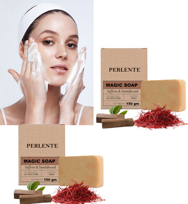 PERLENTE The handmade magic bath sandalwood and saffron soap(2 x 150 g)